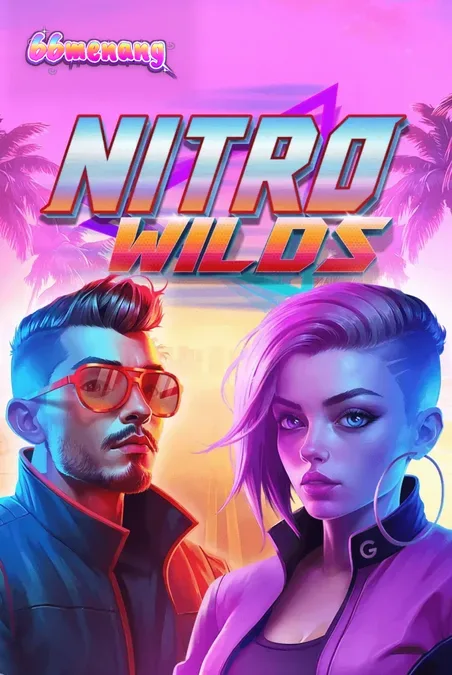 Tampilan visual neon retro dari slot Nitro Wilds dengan elemen balapan